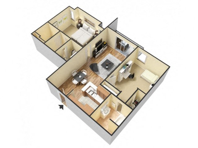 Spectacular 2 Bed 2 Bath Floor Plan at The Chadwick, Los Angeles, California